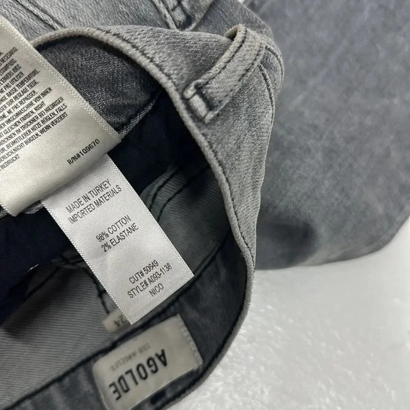 Agolde Nico Jeans Denim High Rise Slim Fit Button Fly Risk Light Gray Size 24 - Picture 10 of 11